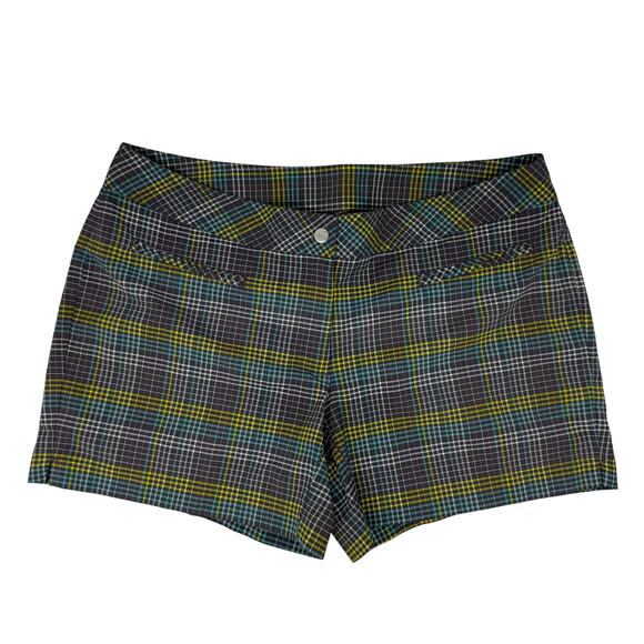 Slazenger Women’s Plaid Golf Shorts Size 10 Gray Blue Yellow Pockets - Picture 2 of 8